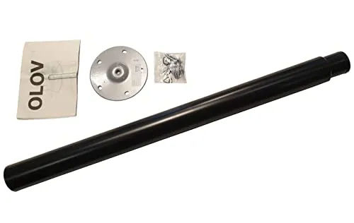 Ikea OLOV Tischbein aus Stahl – schwarz lackiert – verstellbar zwischen 60 und 90 cm – mit Schutzkappe für den Boden und Schrauben für die Tischplatte