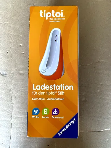 Ravensburger TIPTOI Ladestation für Tiptoi-Stift - orange-weiß, effiziente Ladebasis mit WLAN für instant Abenteuer und sichere Halterung
