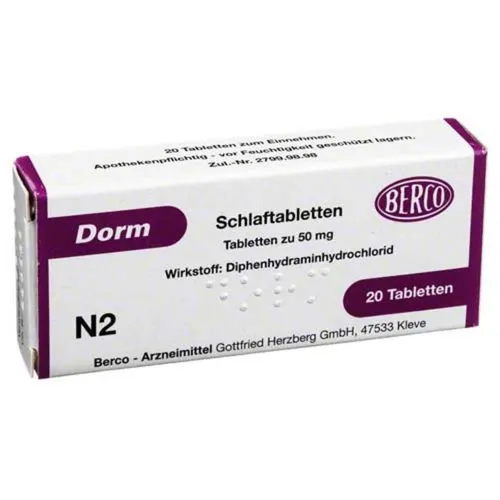Dorm 20 ST - Schlafmittel für ruhige Nächte - Arzneimittel zur Kurzzeitbehandlung von Schlafstörungen, enthält Diphenhydraminhydrochlorid für effektives Einschlafen und Durchschlafen.