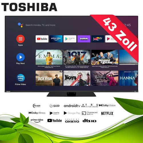 43QA7D63DG - 43 Zoll QLED Smart-TV, 4K Ultra HD mit Dolby Audio und 3 HDMI-Anschlüssen für ein beeindruckendes Fernseherlebnis