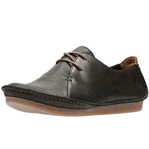 Clarks Damen Janey Mae Derby - Schwarz (Black Leather) - Damen-Schnürhalbschuhe mit Contoured Comfort und Cushion Plus für optimalen Komfort und Dämpfung bei jedem Schritt. Leichte Sohle für Flexibilität und Unterstützung.