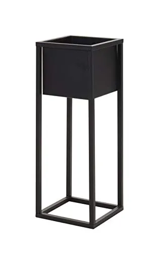 Spetebo Metall Blumentopfständer schwarz mit Topf - 70 cm - Eleganter Pflanzenständer aus Metall in Schwarz, ideal für den Innenbereich. Maße: 70 cm Höhe, mit festem Topf für ansprechende Pflanzenpräsentation.