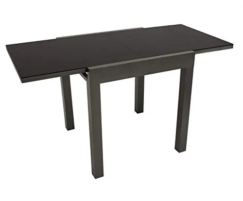 DEGAMO Balkon-Ausziehtisch ELBA 70/140x70cm - Gartentisch ausziehbar von 70cm auf 140cm, aus pulverbeschichtetem Aluminium und Sicherheitsglas, ideal für kleine Balkone und schafft Platz für mehr Gäste.