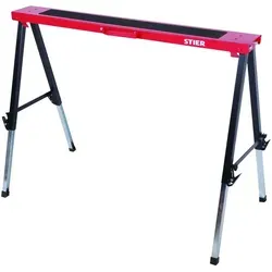 STIER Falt-Arbeitsbock, höhenverstellbar, 150 kg - Hochwertiger Arbeitsbock für Baustelle und Werkstatt, max. Tragkraft 150 kg, individuell höhenverstellbar von 64,5 bis 91 cm für optimale Flexibilität.