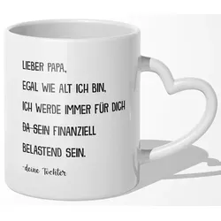 22Feels Tasse Papa Geschenk Vatertag von Tochter Vater Geburtstag Kaffeetasse Mann, Keramik, Made In Germany, Spülmaschinenfest, Herzhenkel weiß