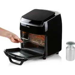 Domo Heißluftfritteuse Mini Backofen Grill mit Rotierkorb & Salzstreuer 10Ltr. - Schwarz