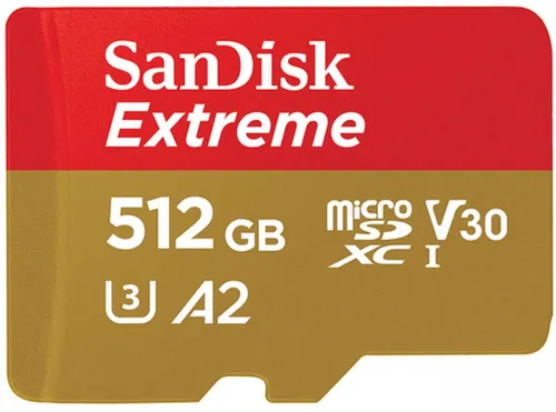 SanDisk Extreme microSDXC UHS-I Speicherkarte 512 GB - Rasante 190 MB/s Übertragung, ideal für Smartphones, Actionkameras und Drohnen, A2-Klassifizierung für schnelle In-App-Performance