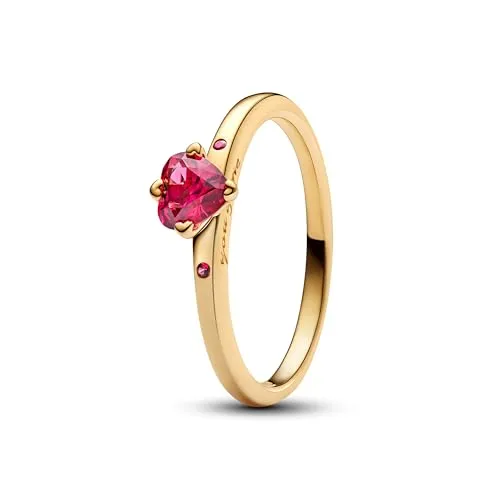 PANDORA Moments Explosion der Liebe Ring - Ringe für Damen, romantischer Ring aus Sterling Silber mit 14k Vergoldung und rotem Kristall, ideal als persönliches Geschenk zum Valentinstag.