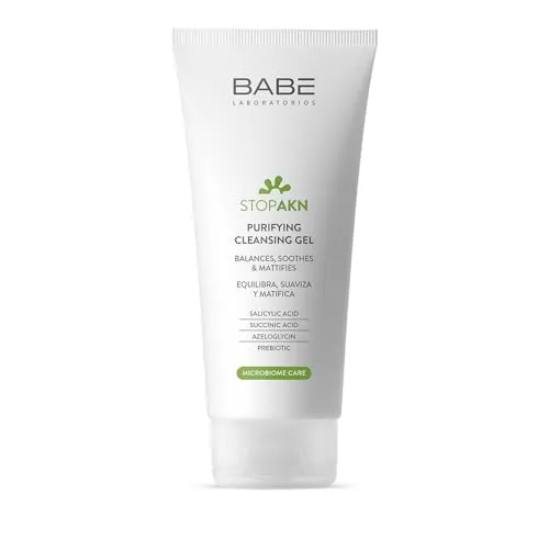 Laboratorios Babé - Stop Akn Limpiador Facial Purificante 200 ml, Tratamiento Acné, Piel Grasa, Seborregulador, Matificante, Limpieza e Higiene Facial, Uso Diario, Evita El Acné