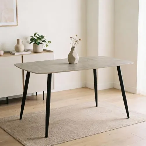 IDIMEX Esstisch MORA 140 x 80 cm – Moderner Küchentisch in Grau/Schwarz - Eleganter Esstisch mit robuster Keramikplatte und stabilem Metallgestell. Ideal für kleinere Essbereiche, bietet Platz für 4 Personen und ist pflegeleicht. Perfekt für stilbewusste Küchen und Esszimmer.