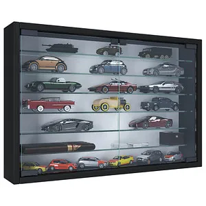 VCM Glasvitrine Mandosa XL - Hängend mit 6 Fachböden - Vitrine in schwarz, ideal zur stilvollen Präsentation Ihrer Schmuckstücke. Aus gehärtetem ESG-Sicherheitsglas, schützt vor Staub und Schmutz.