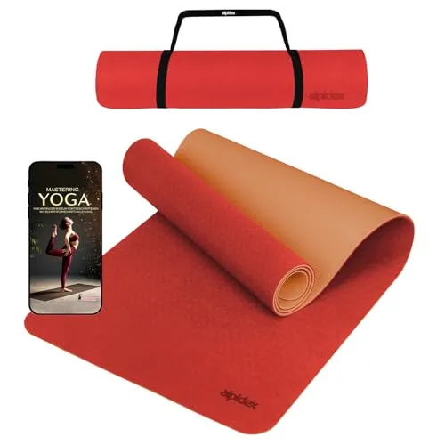 ALPIDEX Yogamatte rutschfest 190 x 61 x 0.6 cm | 190 x 90 x 0.6 cm E-Book Phthalatfreie Fitness TPE Matte Gymnastik Turnen Pilates Sport Yoga Trainingsmatte, Salmon/Apricot, 190 x 90 x 0.6 cm