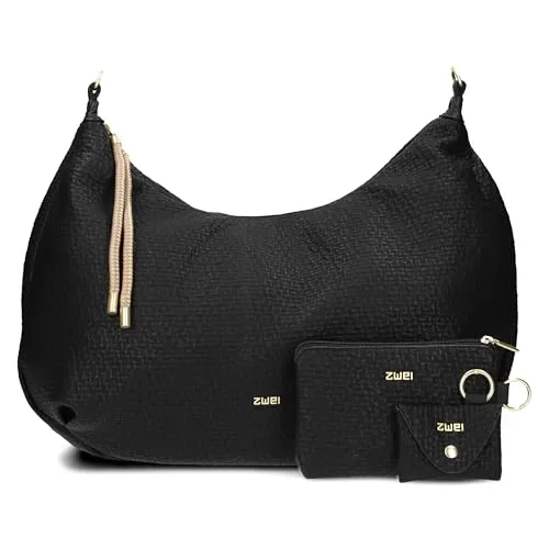 Zwei Lola Schultertasche 47 cm schwarz - Elegante Handtasche mit großzügigem Platzangebot, ideal für den Alltag und stilvolle Akzente.