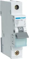 Hager MBN116 Sicherungsautomat 1P B-16A 1M - Zuverlässiger 1-poliger LS-Schalter mit 16 A Nennstrom. Optimaler Schutz durch 6 kA Ausschaltvermögen. Ideal für anspruchsvolle Installationen mit einfacher Montage.