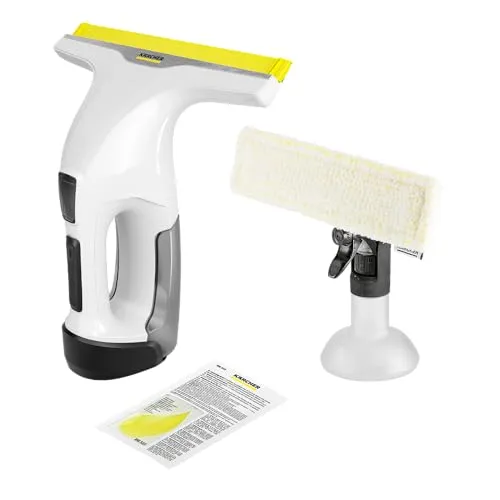 Kärcher Akku-Fenstersauger WV 5 Ultra Care, Akkulaufzeit: 45 min., Xtra!Flex® Silikonlippe & 360° Comfort!Clean, verstellbare Sprühflasche mit Mikrofaser-Wischbezug, 20 ml Fensterreiniger, USB-C-Port