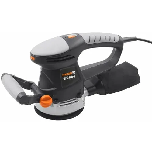 Meister Exzenterschleifer 480 W, MES480-1 - Flexibles Schleifen für Holz, Metall & Kunststoff - Band- & Tellerschleifer mit vorwahlbarer Drehzahl für materialgerechtes Arbeiten und hohem Materialabtrag. Ergonomisches Design mit Staubabsaugung für einen sauberen Arbeitsplatz.