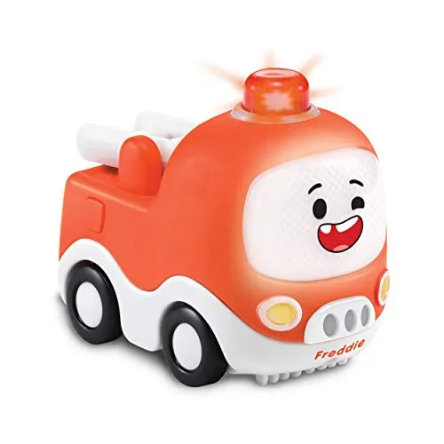 Vtech TUT TUT Cory Flitzer - Freddie Feuerwehr – Spielzeug-Auto mit der Originalstimme aus der TV-Serie auf Netflix, Musik, aufleuchtender Taste und spannenden Geräuschen – Für Kinder von 1-5 Jahren