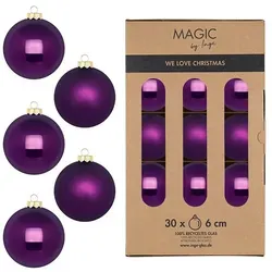 MAGIC by Inge Weihnachtsbaumkugel, Weihnachtskugeln Glas 6cm 30 Stück - Purple Symphony lila