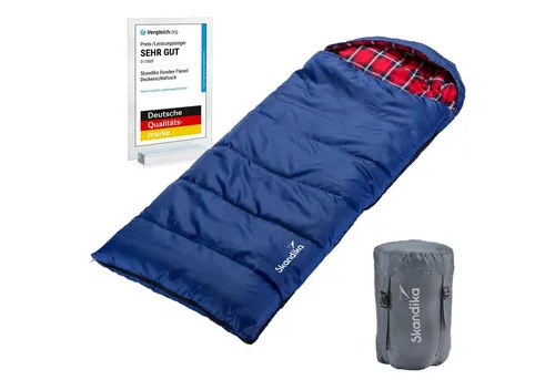 Skandika Schlafsack Dundee Junior - Bequemer Kinderschlafsack für Outdoor-Abenteuer - Schlafsäcke für Kinder, geräumiger Schnitt für maximale Bewegungsfreiheit, wasserabweisend und geeignet bis -15 °C, ideal für Camping und Outdoor.