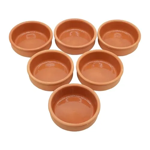 NORDIC SCHILLER Tonschüsseln, 250ml, 6er-Set, Handgefertigtes Terrakotta-Kochgeschirr, Braune Glasierte Tonschale für Ofengerichte Sütlaç und Güveç, Ideal für Servieren und Kochen