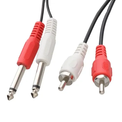 kenable 2x 6,35 mm Mono Klinkenstecker Stecker Zum Chinch Cinch Stecker OFC Audio Kabel 1 m [1 Meter/1m]