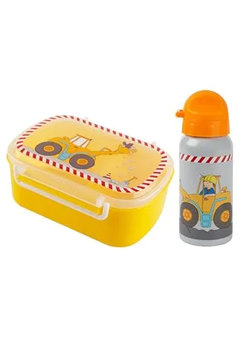 Sigikid Trinkflasche Kindergarten-Set mit Brotdose - Praktisches Set für Kinder von 2-8 Jahren: Edelstahl-Trinkflasche (400 ml) mit auslaufsicherem Klappverschluss und robuste Brotdose mit Trennwand für frische Snacks.