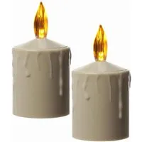 Marelida LED Kerzen Grabkerze Grablicht Für Laternen H  11,5cm Sensor Bis 500h Beige 2St