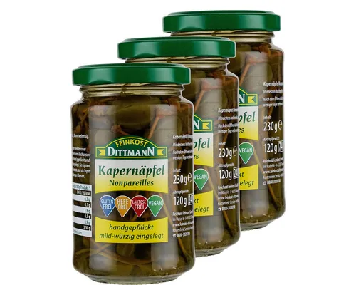Feinkost Dittmann Gemüsekonserve, Feinkost Dittmann Kapernäpfel eingelegt Abtropfgewicht 120g 3er Pack