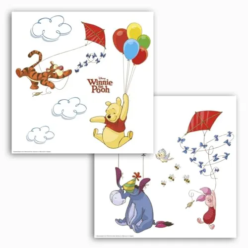 Komar Fenstersticker von Disney WINNIE POOH Größe 31x31 cm, 2 Bogen, Kinderzimmer, Kinderfenster, Bär, Honig, Tiger 16403 Bunt
