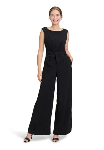 Vera Mont Damen Jumpsuit mit weitem Bein Schwarz, Größe 48 - Jumpsuit für Damen mit U-Boot-Ausschnitt und elegantem Bunddetail, ideal für besondere Anlässe oder einen stylishen Auftritt.