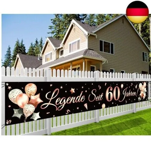 60. Geburtstag Banner, Legende Seit 60 Jahren Glitzerbanner, deko 60 geburtstag Lange Banner für Männer und Frauen 60. Geburtstagsfeier Party, 300 * 50cm (Rosegold)