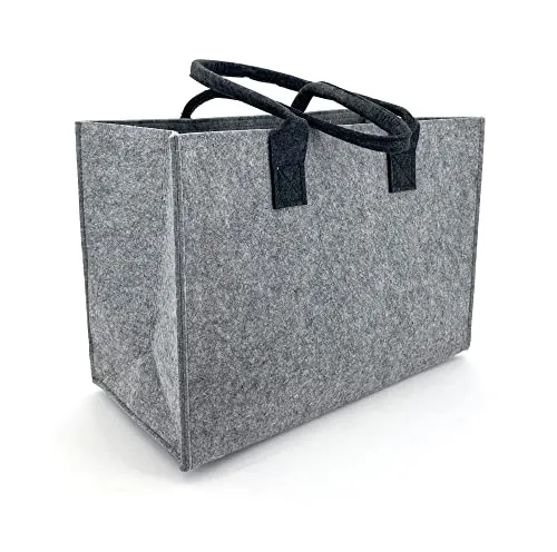 heimtexland Allzweck Filztasche Einkaufstasche Shopper Filz Tragetasche Einkaufskorb Aufbewahrung XL Tasche mit Henkel 30x45 robust langlebig Geschenkidee Typ717 Grau-Anthrazit 30x45 cm