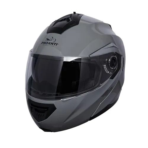 PROANTI Motorradhelm Klapphelm modular mit Visier und Sonnenschutz - Grau, L - Modularer Motorradhelm mit geprüftem Schutz. Innovatives Design mit Quick-Release-System für einfache Handhabung und angenehmer Belüftung. Ideal für jedes Wetter und höchsten Komfort.