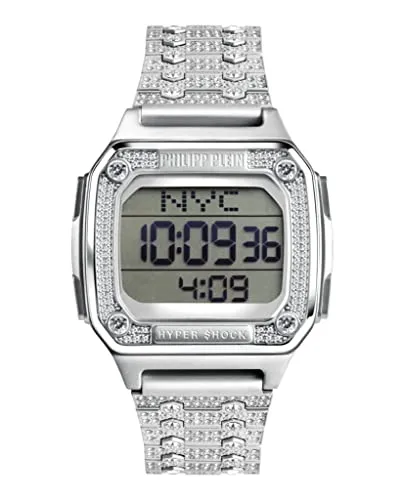 Philipp Plein Watch PWHAA1121 - Elegante Damen Armbanduhr aus der HYPER SHOCK Kollektion, mit funkelnden Kristallen und digitaler Zeitanzeige – ein stilvolles Accessoire für jeden Anlass.