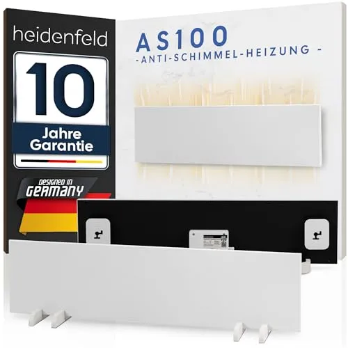 Heidenfeld Infrarotheizung HF-AS100 - Effektiver Schimmel- und Frostwächter - Effiziente Infrarotheizung zur gezielten Trocknung feuchter Wände. Emissionsfrei, flüsterleise und ideal für den Dauerbetrieb in Bad, Keller oder Schlafzimmer. Hohe Sicherheit mit Überhitzungsschutz.