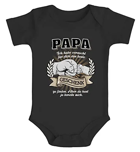 MoonWorks® Baby Body Papa Ich habe versucht das beste Geschenk zu finden Vatertag Spruch lustig Jungen Mädchen Ich schwarz 6-12 Monate