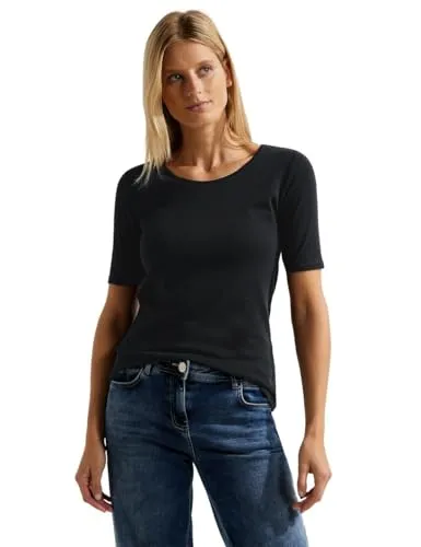 Cecil Damen Style Lena T-Shirt, Schwarz Neu, XS EU