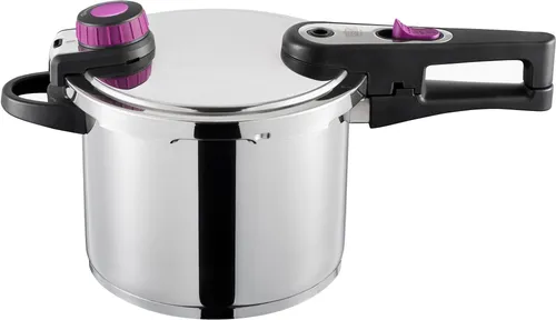 GSW Schnellkochtopf System Plus, Edelstahl 18/8, 6L - Kochtöpfe für gesundes und schnelles Kochen: Der GSW Schnellkochtopf mit energiesparendem Relief-Thermoboden und sicherem, wärmeabweisendem Griff ist für alle Herdarten, inklusive Induktion, geeignet.