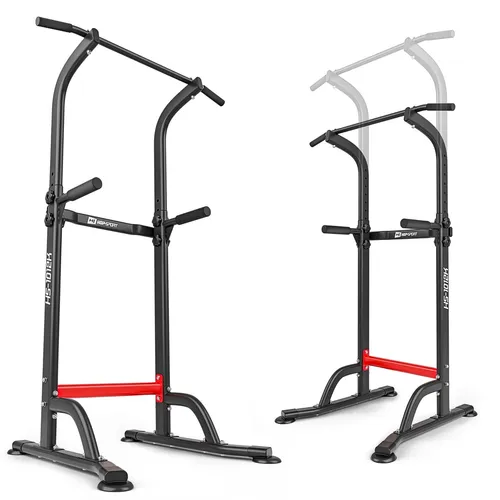 Hop-Sport Kraftturm HS-1012 mit Dip Station und Klimmzugstange - Kraftstation für Fitness und Bodybuilding, bietet Dipstation und Klimmzugstange für ein effektives Training, Tragfähigkeit bis 150 kg, ideal für den Heimgebrauch.