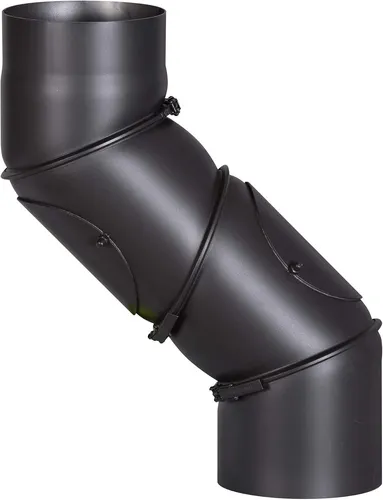 FIREFIX R150/UB Universal-Ofenrohrbogen - Aschesauger, 150 mm Durchmesser, verstellbar von 0-90 Grad, mit zwei Reinigungstüren für einfache Wartung und umweltfreundlichem Hochtemperaturlack.