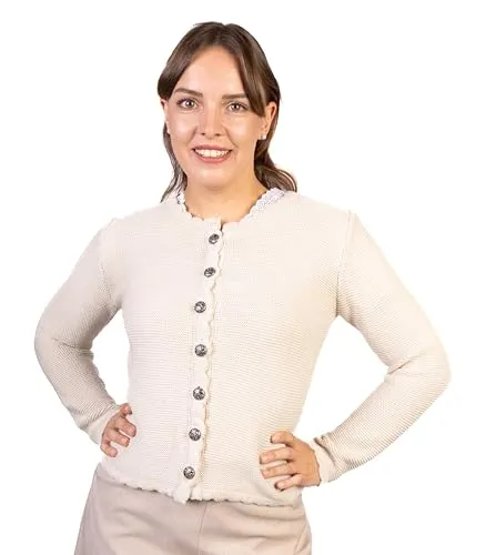 Trachtl Trachtenjacke Damen Mona - Elegante Taupe Janker - Stilvolle Trachtenjacke aus 50% Baumwolle und 50% Acryl, ideal für festliche Anlässe. Maschinenwaschbar und mit eleganten Knöpfen.