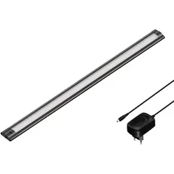ledscom.de LED Unterbau-Leuchte SIRIS schwarz matt mit Netzteil, flach, 50cm, 531lm, warm-weiß