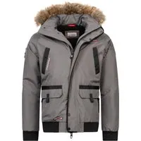 Arctic Seven Winterjacke Herren Baumwolle grau, XL - Funktionsjacke mit abnehmbarer Kapuze und Kunstfellkragen, ideal für kalte Wintertage mit 6 Außentaschen und extra großen Zipper Pullern für einfaches Greifen.
