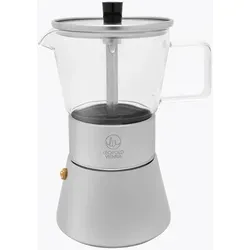 LEOPOLD Espressokocher 'Otto' 4 Tassen - Teebereiter aus Edelstahl und Glas, kompaktes Design und einfach zu bedienen. Mit gläsernem Oberteil zur Verfolgung der Zubereitung. Ideal für 4 Espressi, leicht zu reinigen und spülmaschinenfest.