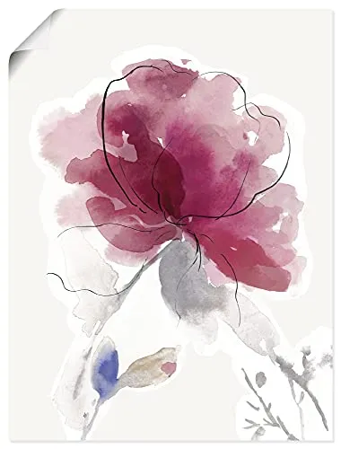 ARTLAND Wanddeko Poster & Kunstdrucke Wandposter 60x80 cm Hochformat Gemälde Blumenbilder Blüten Modern Abstrakt Pink Rosa U2RL