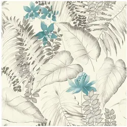 Profhome 372792-GU Blumen Tapete Floral matt blau grau schwarz 5,33 m2