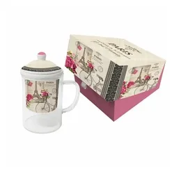 PPD Becher Vélo Parisien mit Sieb, Glas bunt