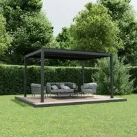 Ximax Pergola Shade Aluminium 300 cm x 400 cm Dunkelgrau - Robuste Pergola aus pulverbeschichtetem Aluminium mit verstellbarem Lamellendach. Ideal für Garten und Terrasse, bietet individuellen Sonnenschutz und ist witterungsbeständig.