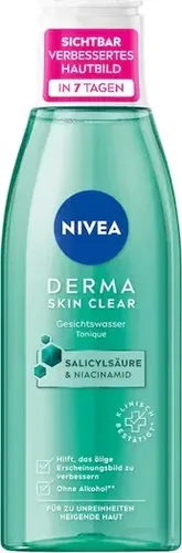 Nivea Derma Skin Clear Gesichtswasser 200 ml - Reinigendes Gesichtswasser für Damen, 200 ml. Reinigt und erfrischt die Haut, pflegt und harmonisiert. Ideal für die tägliche Anwendung zur Unterstützung einer klaren Haut.