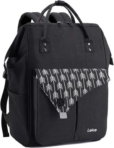 Lekesky Rucksack Damen Schwarz mit Laptopfach Anti-Diebstahl 15.6 Zoll